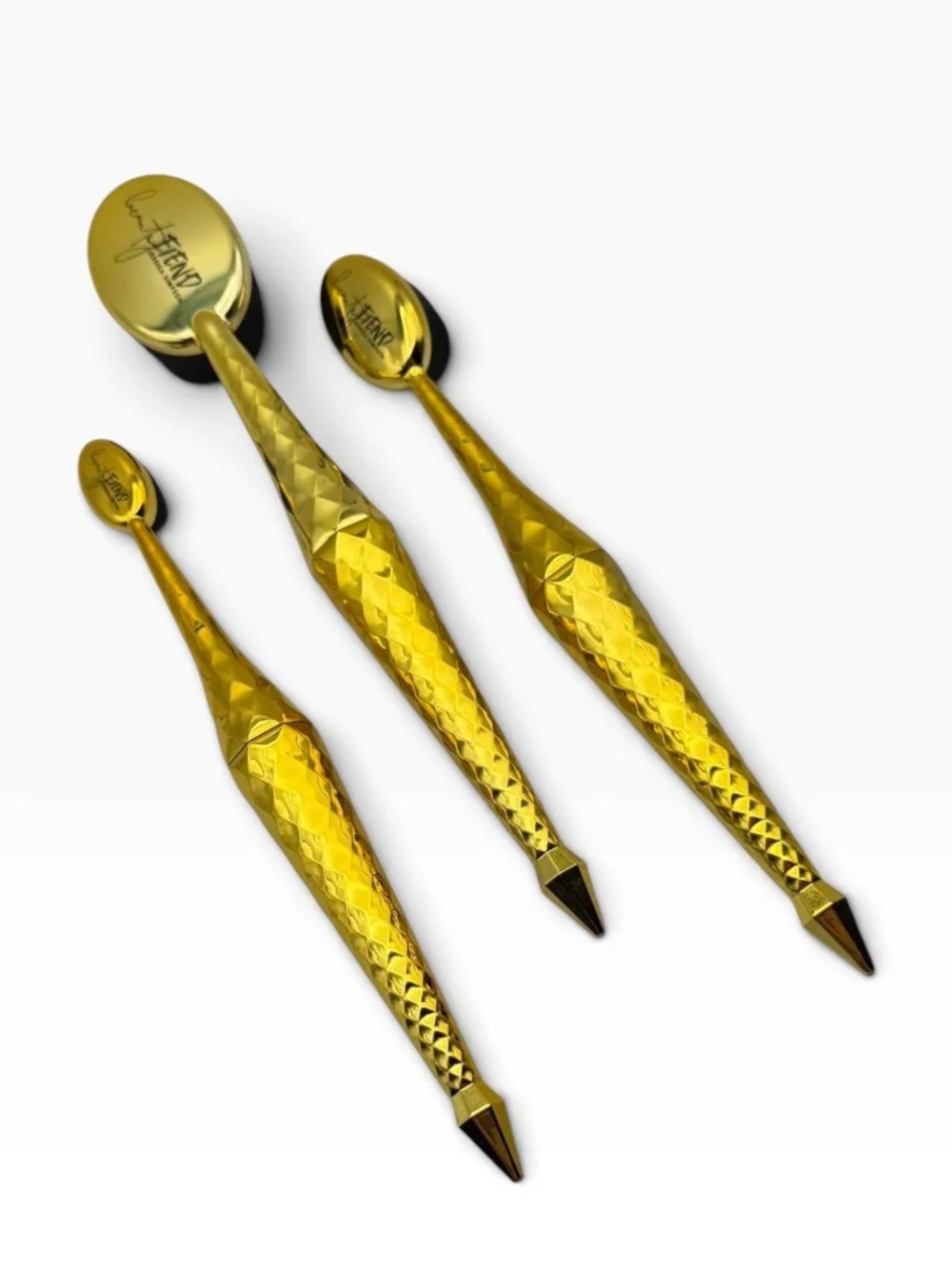 Jessica Simpson Beauty Fiend Gold Makeup Brushes Set Of 3 - NIP
